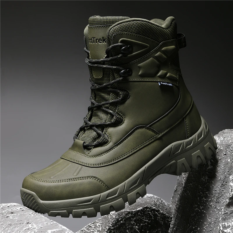 Men's high-top hiking shoes four seasons new non-slip field training boots breathable casual hiking boots desert adventure boots