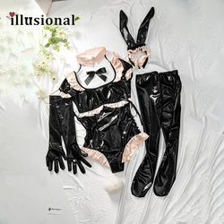 illusional Sexy Reverse Bunny Cosplay Costume Anime Sexy PU Reverse Bunny Valentine's Day Dress