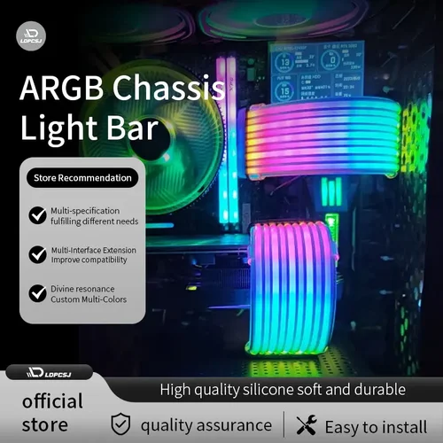 LDPCSJ RGB Rainbow direccionable 5V3P ARGB tablero de luz DIY para placa base GPU CPU Cables de alimentación de 24 pines y 8 pines-Control de iluminación de PC