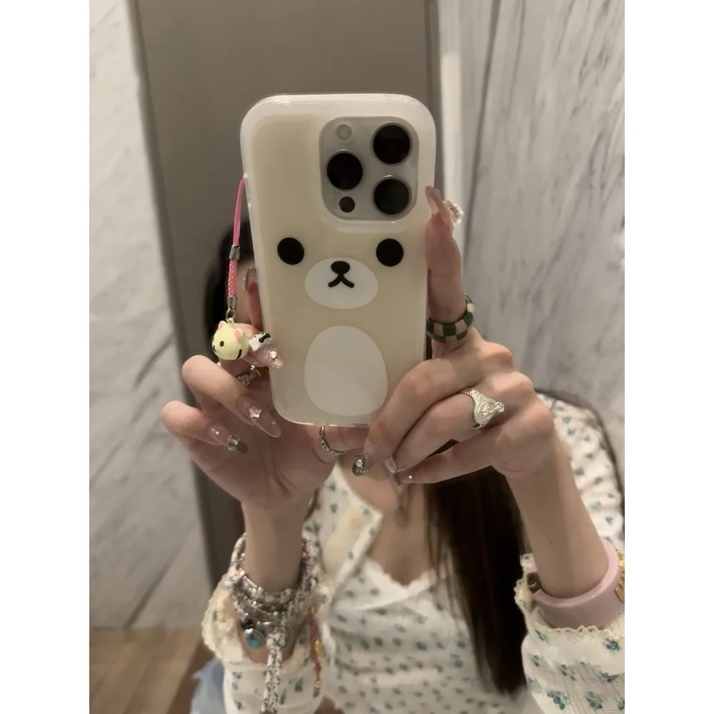 Cartoon cute Rilakkuma white brown bear suitable for iPhone16promax mobile phone case 15Plus 14 iPhone xsmax mobile phone case - náhled 4