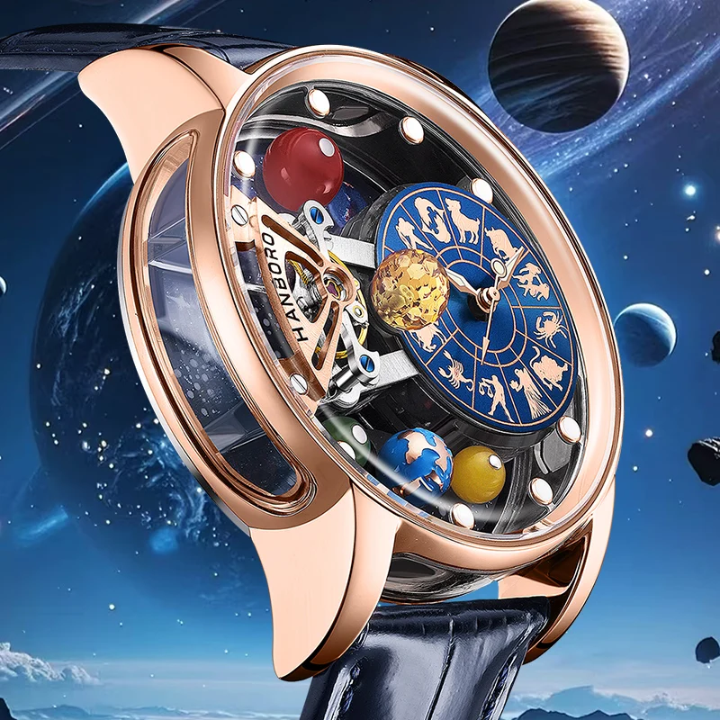 Starry Sky Watch Men's Skeleton Automatic Mechanical Luxury Constellation Stainless Steel Stereoscopic Night Light Waterproof view 4