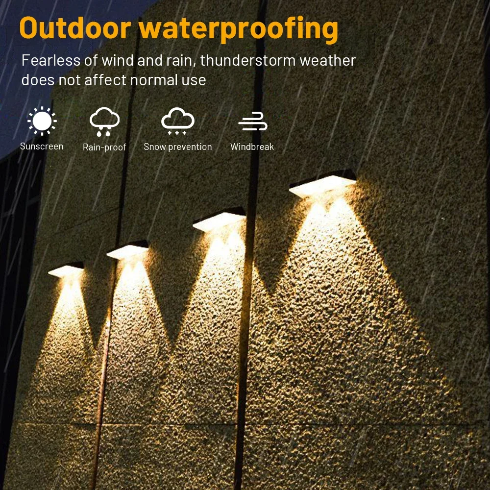 

2PCS Solar Fence Light RGB Color Changing Outdoor Garden Yard Decor Step Lamp IP65 Waterproof Pathway Wall Stair Lamp