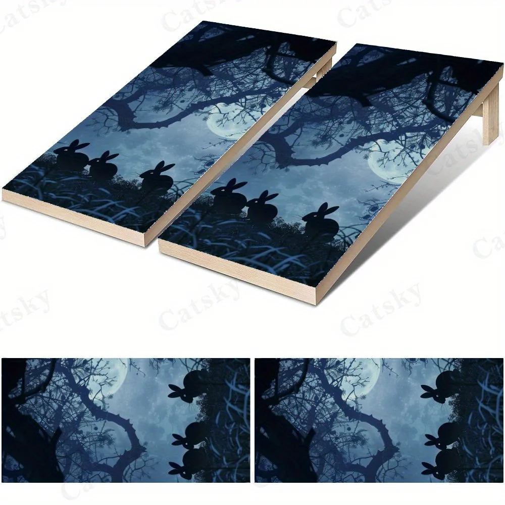 Dark Forest Bunnies with Glowing Eyes Pattern Sticker,High Value! 2D Flat Vinyl Sandboard Decals - Budget-Friendly and High Valu