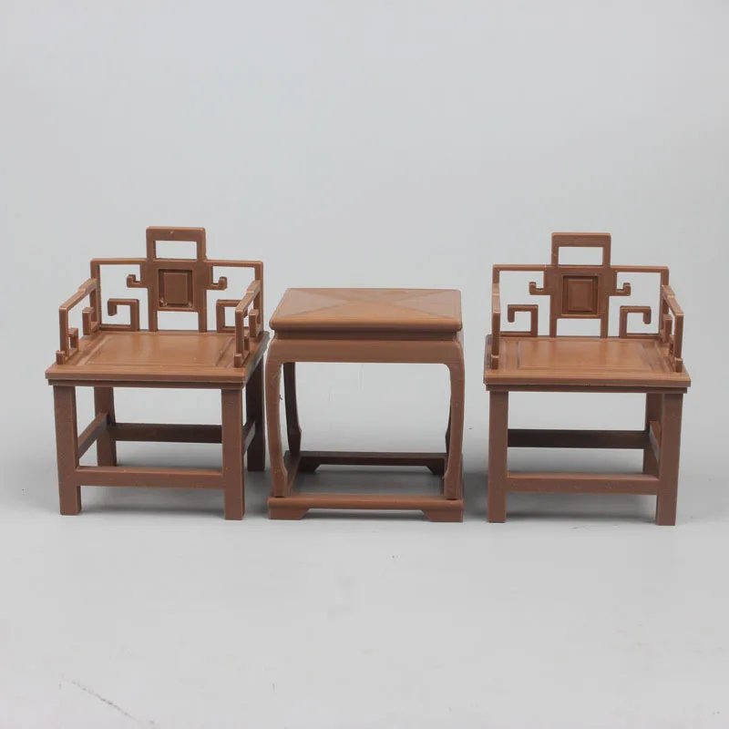 

1set 1:6 Scale Dollhouse Mini Plastic Table and Chair Model Playhouse Living Room Scene Miniature Decor Furniture Accessory Gift