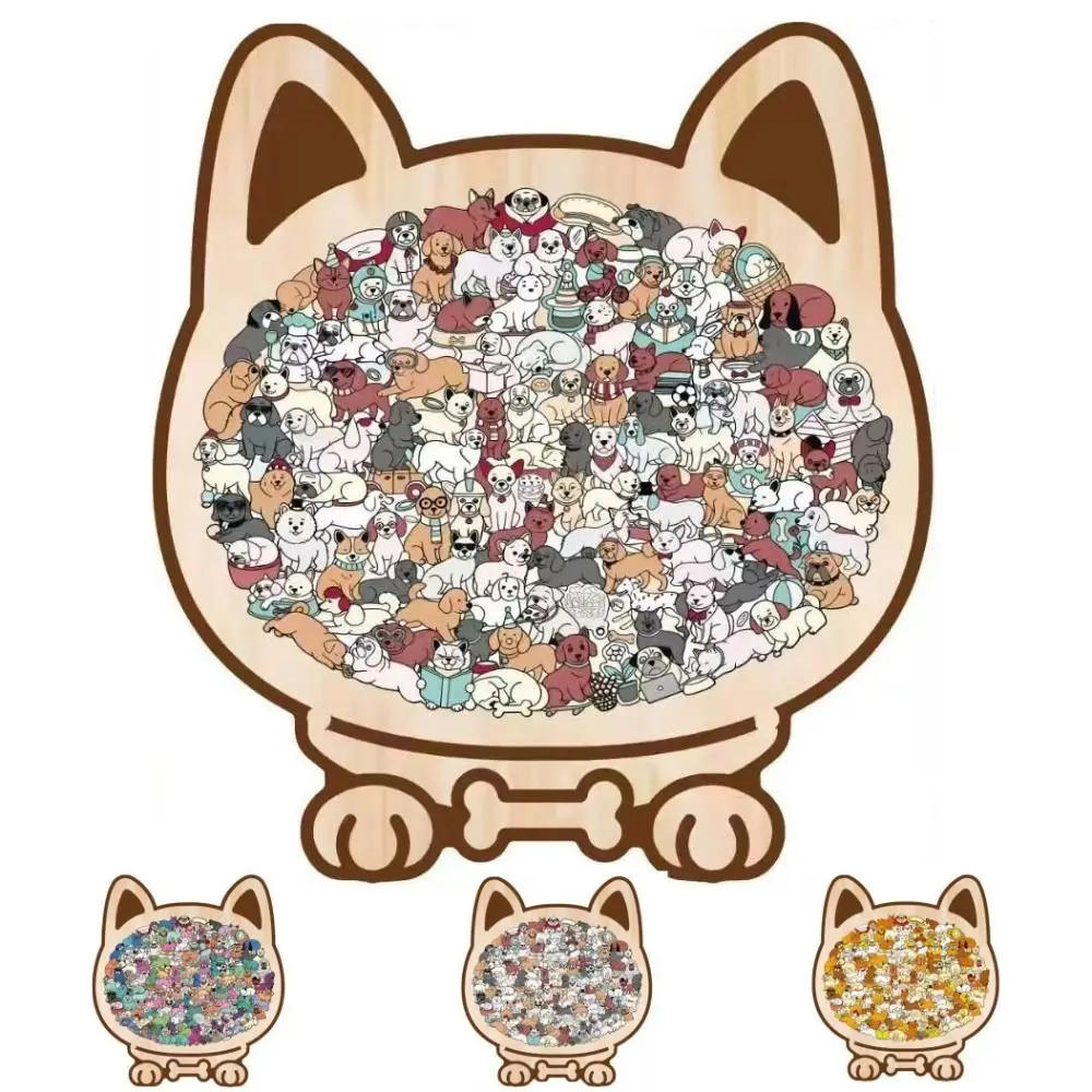 Quebra-Cabeça em Forma de Animal, Quebra-Cabeça de Cão para Educação Infantil, Treinamento de Pensamento, Quebra-Cabeça de Madeira para Decoração de Casa, Quebra-Cabeça Infantil