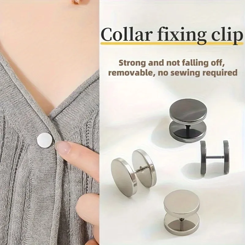 4pcs Seamless Spiral Buckle Clip Cuff Fastener for Fashion Buttons on Sweaters Collars Fixing Clip Avoid Wardrobe Malfunction