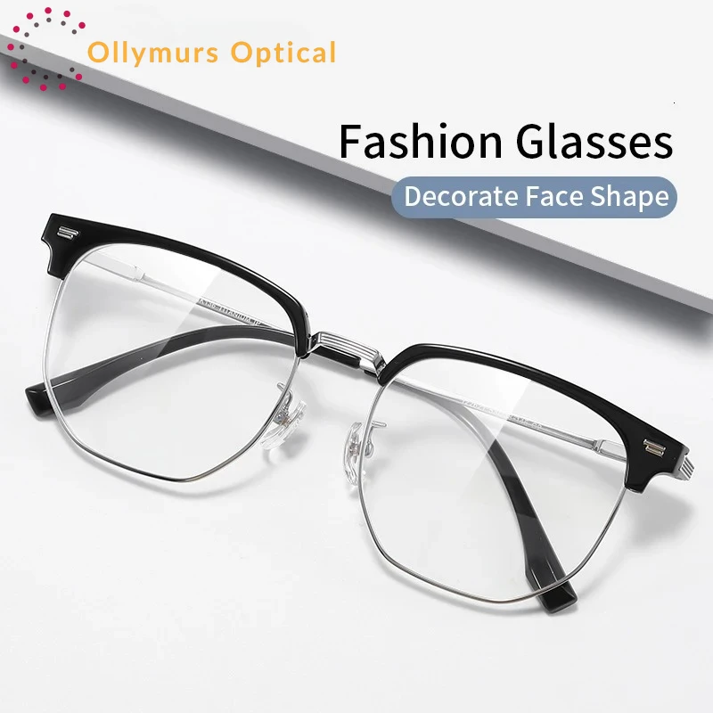 

OLLYMURS New Fashion Eyewear Retro Square Titanium Eyeglasses Myopia Optical Prescription Glasses Frame For Men And Women 122621