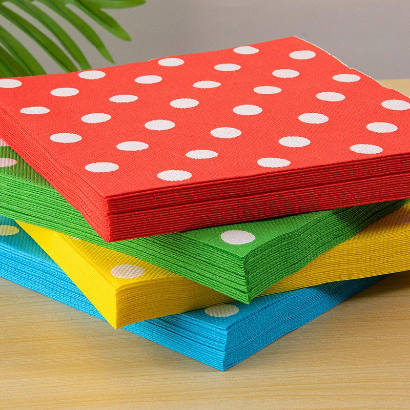 

20Pcs/Pack 33x33cm Polka Dot Printed Disposable Table Dinner Tissue Napkins Paper DIY Party Decoration