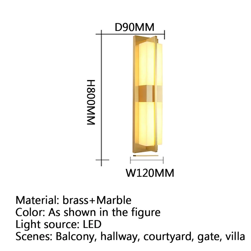 AFRA-lámparas de pared LED para exteriores, accesorio contemporáneo de latón y mármol, eléctrico, impermeable, para balcón, pasillo, patio, Villa, puerta, Hotel