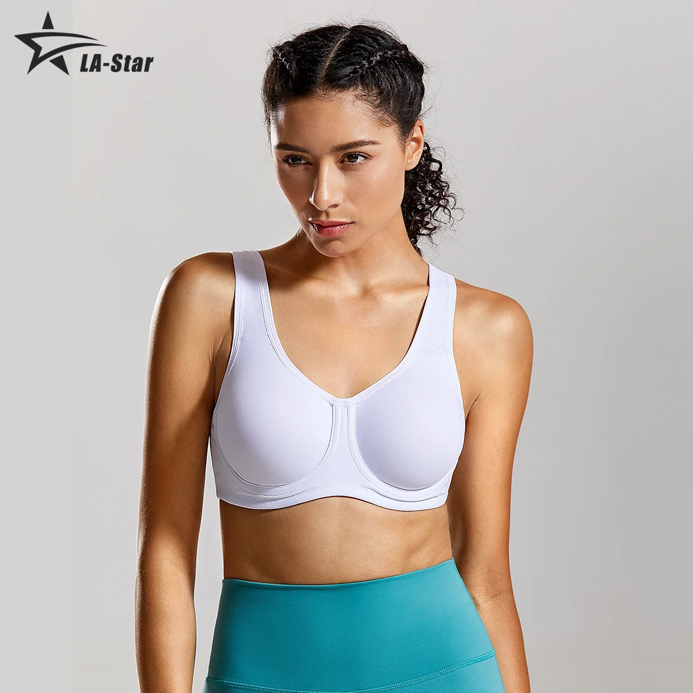 Sujetador deportivo con aros para mujer, Top corto de Yoga para correr, Control máximo, doble capa, alto impacto, talla grande