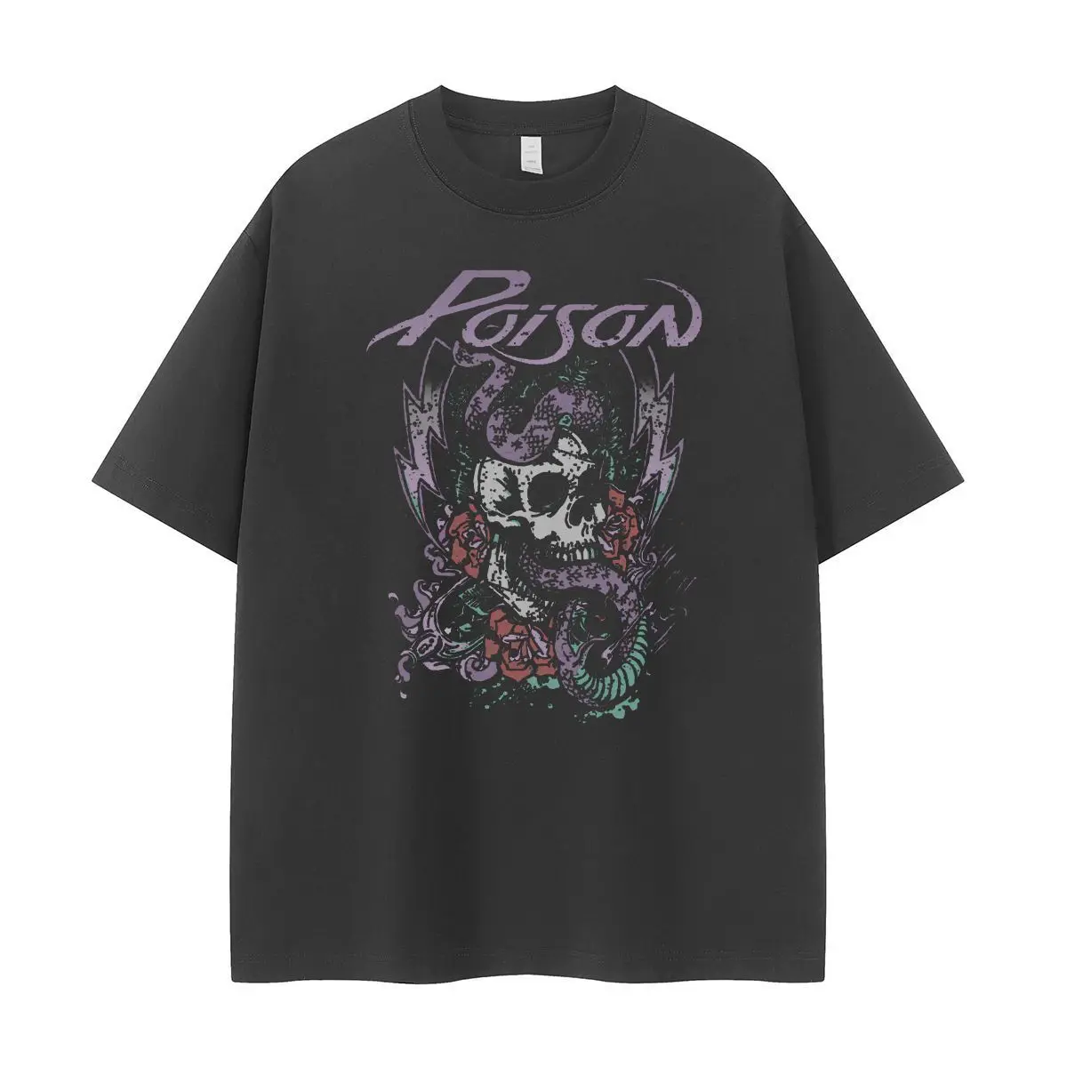Poison Band Dark Skeleton Limited Edition Retro American Street Loose Rock Short-Sleeved T-Shirt