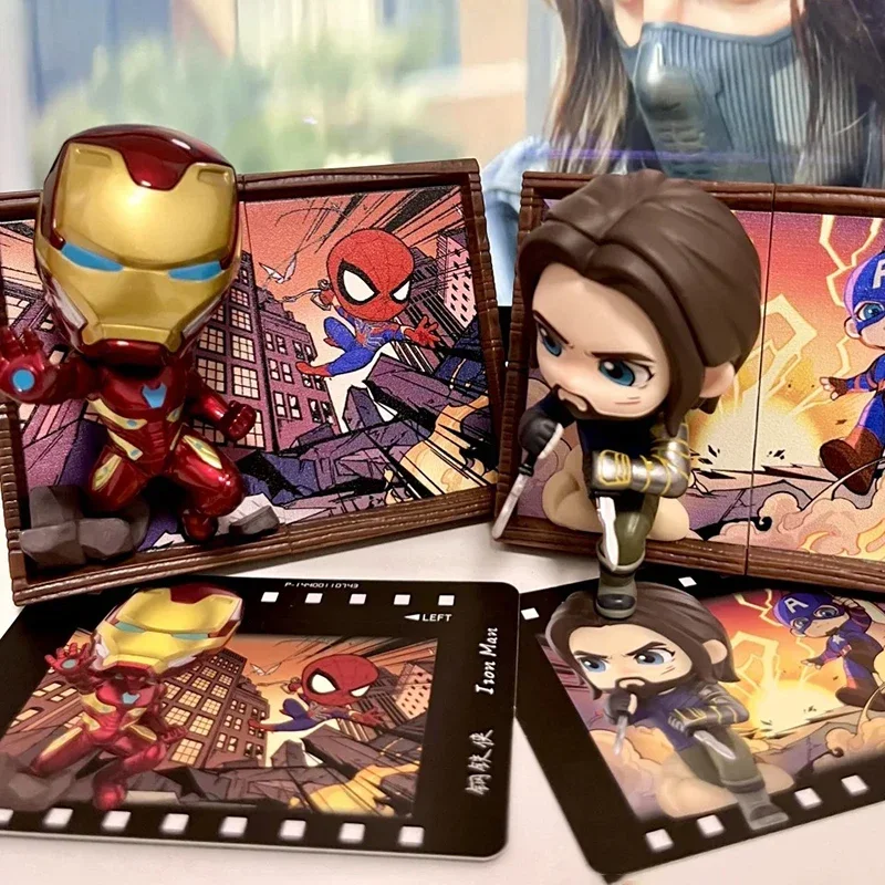 Marvel Fotolijst Serie Blinde Doos Anime Figuren Iron Man Spider-Man Captain America Mystery Box Ornament Kid Verrassing Speelgoed Cadeau