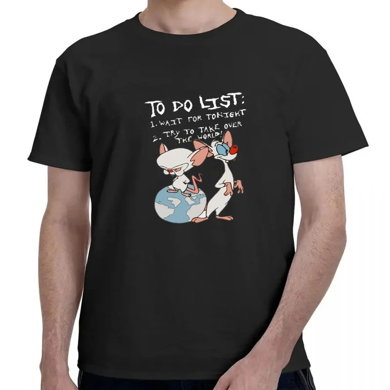 T-shirt à manches courtes PINKY AND THE BRAIN pour hommes, décontracté, à la mode, nouveau, 2024