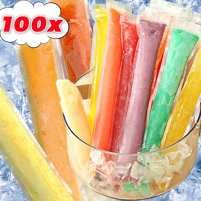 100/50pcs Disposable Ice Lolly Pouch Summer Ice Popsicle Bags Seal Packaging Bags For DIY Fruit Juice Smoothies Yogurt Mold Bag