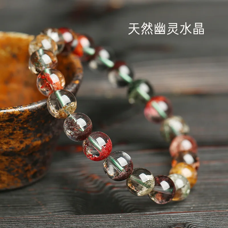 High-grade Jewelry Natural Flower Ghost Bracelet Color Ghost Luxury Crystal Round Bead Hand String Chinese Style Gifts Women's