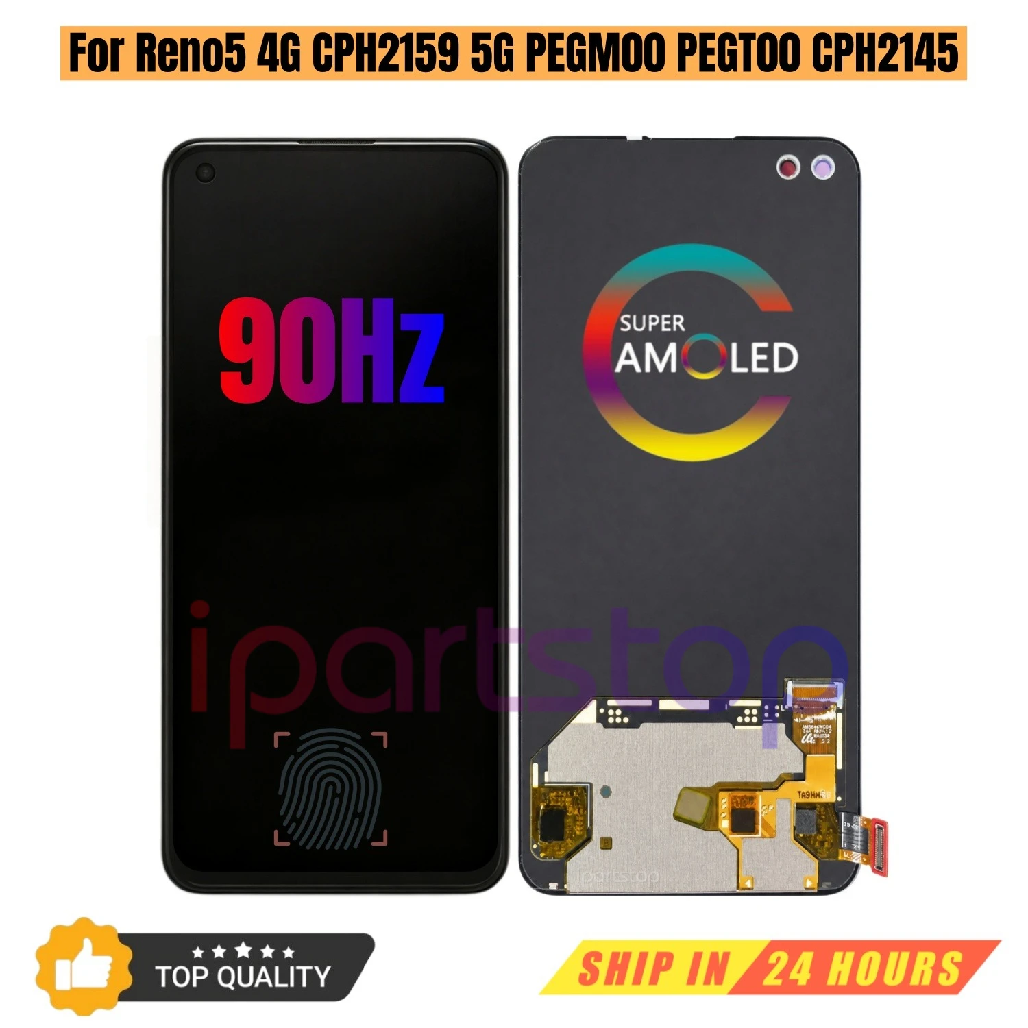 iparts-replacement-display-for-oppo-reno5-5g-pegm00-pegt00-cph2145-4g-cph2159-90hz-amoled-touch-screen-with-frame-assembly-oem
