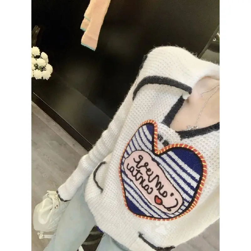 Sweet Cute Long Sleeve Women Knitted Thermal Pullover Turn-down Collar Pure Color Basic Fashion Tees High Street Women Clothing