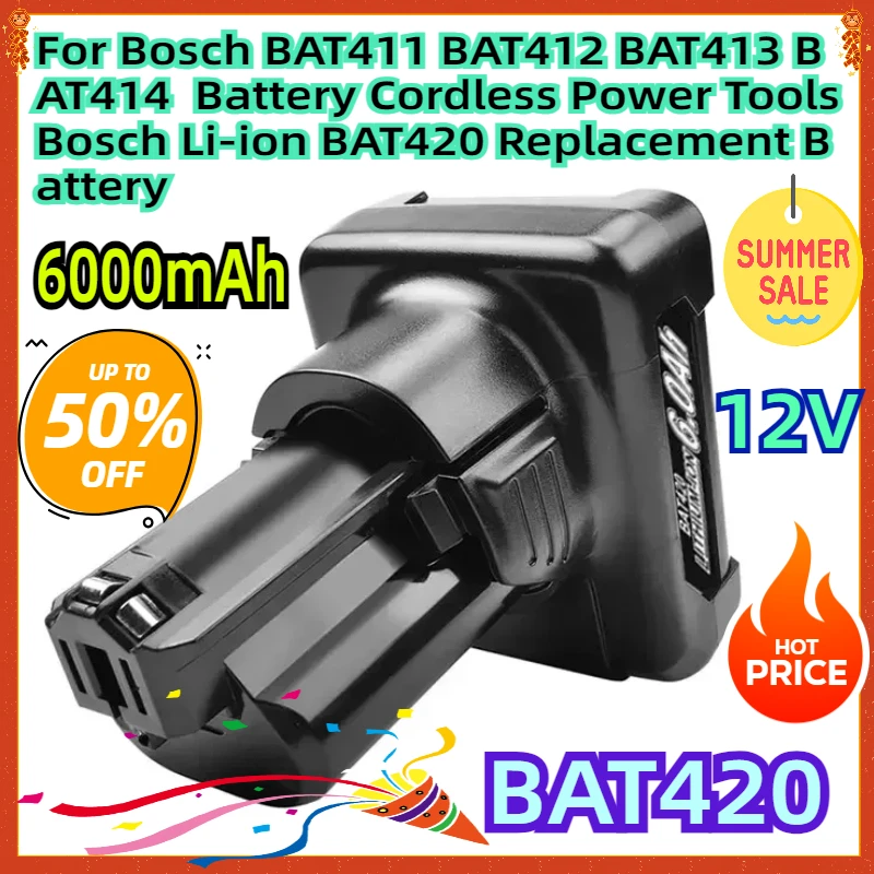 

For Bosch BAT411 BAT412 BAT413 BAT414 Battery Cordless Power Tools 12V Bosch 6.0Ah Li-ion BAT420 Replacement Battery