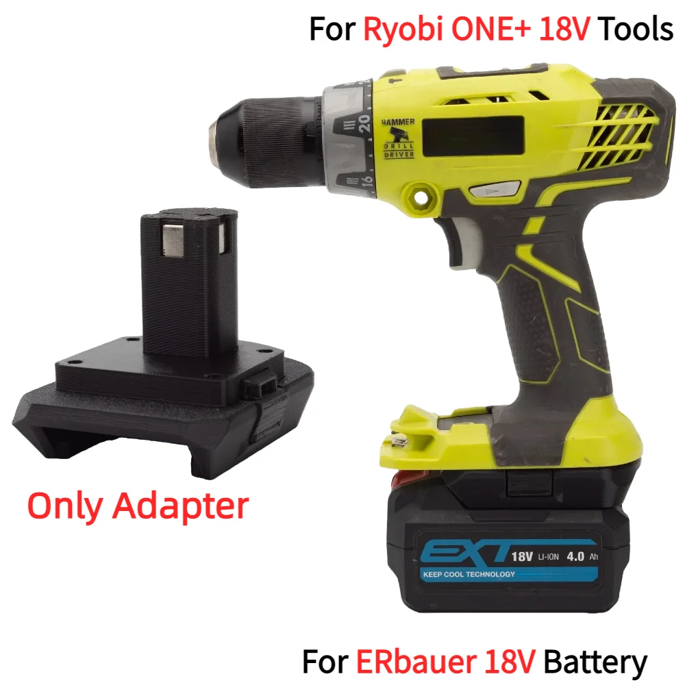 Adapter/Converter for ERbauer 18V Li-ion Battery To Ryobi ONE+/Bosch/Makita/Dewalt/Parkside X20V/Milwaukee 18V-20V Power Tools