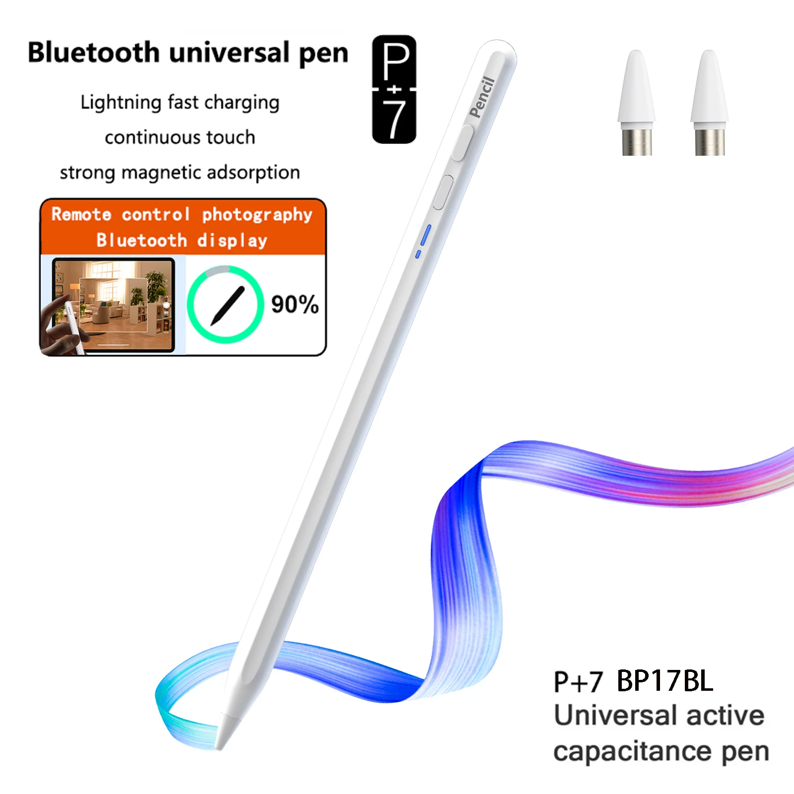 P+7 Universal Stylus Touch Pen For Tablet Android iOS iPad Accessories Drawing Tablet Capacitive Screen Bluetooth Pen BP17BL