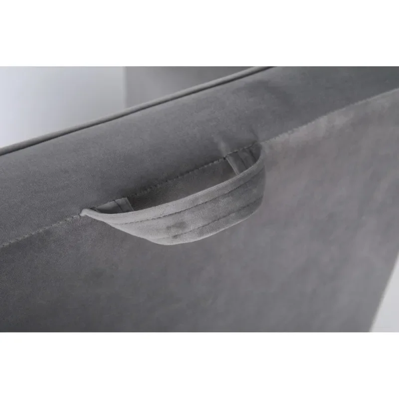 كرسي بذراعين للأطفال باللون الرمادي العصري - أريكة أطفال من القطيفة الناعمة مع مساند للذراعين ومقعد فردي صغير مناسب لغرفة اللعب وغرفة النوم #3