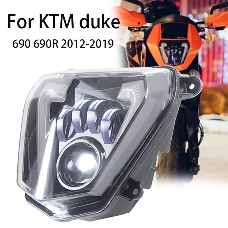 Motorcycle LED Headlight High/Low Beam with Angel Eyes DRL Assembly Kit Replacement Head Lights For K-TM Duke 690 690R 2012-2019