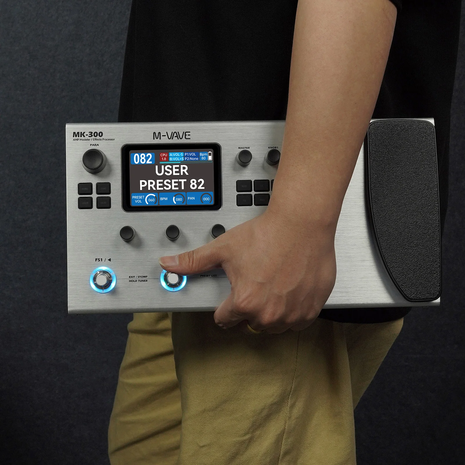 M-VAVE MK-300 جيتار كهربائي متعدد التأثيرات معالج 120 أمبير/نغمات الخزانة آلة الطبل وظيفة عبارة Looper واجهة MIDI #2