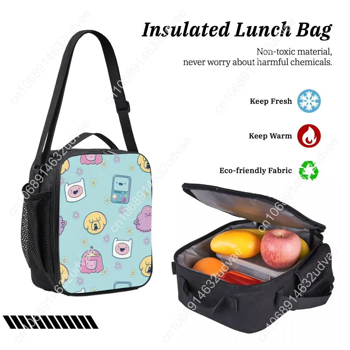 Adventure Friends (Adventure Time) Backpack Student Boy Girl BookBag School Bag Shoulder Bag 3ps Insulated Lunch Bag Pencil Case