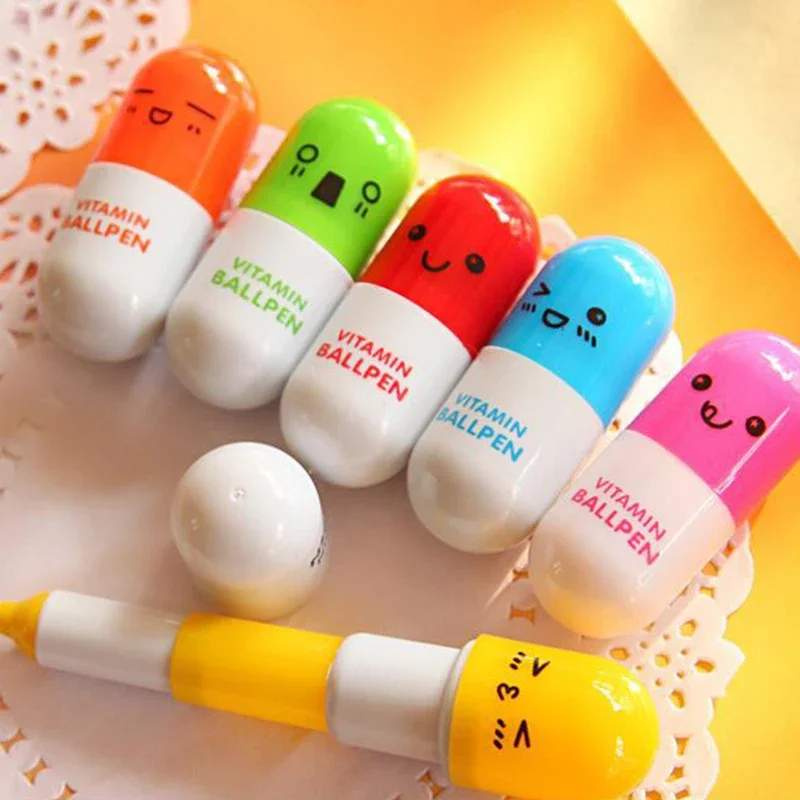 10-30Pcs Mini Retractable Funny Pill Pen for Kids Painting Drawing Toy Baby Birthday Party Favors Back To School Student Gift