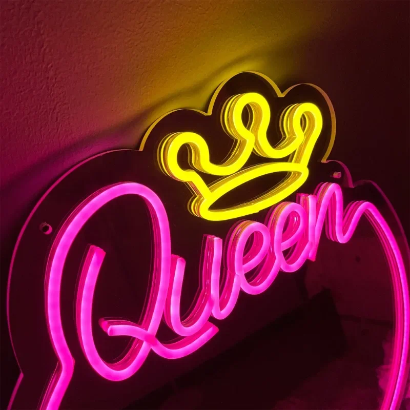 Specchio Led Neon Light Queen Neon Sign Girls Room Wall Decor Lamp Bedroom Decor Neon Mirror Party Decoration regalo di compleanno