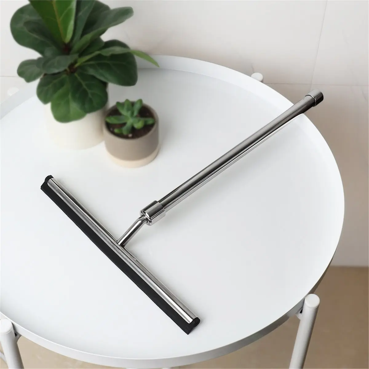 (A02R] Shower Squeegee with Extendable Handle for Glass, Tile, and Mirrors - Stainless Steel, 10inch Wide