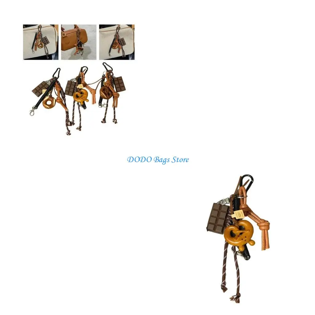 

Практичная сумка-бублик с шоколадной веревкой, очаровательные сумки, аксессуар, брелок для ключей, брелок, который добавит нотку