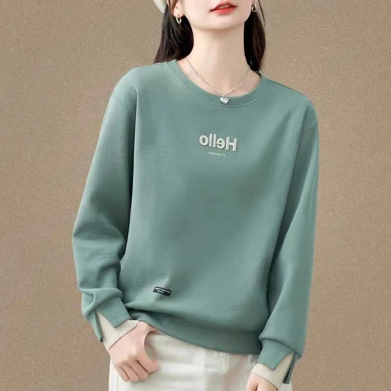 

Модная женская толстовка с круглым вырезом и флисовой подкладкой, утепленная, осенне-зимняя, новая модель, тонкая хлопковая внутренняя куртка для женщин