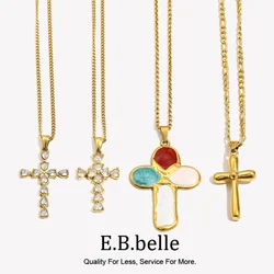 E.B.belle New Trendy Rectangle Card 18k Gold Plated Sun Pendant Necklace 316L Stainless Steel Punk Women Neck Jewelry
