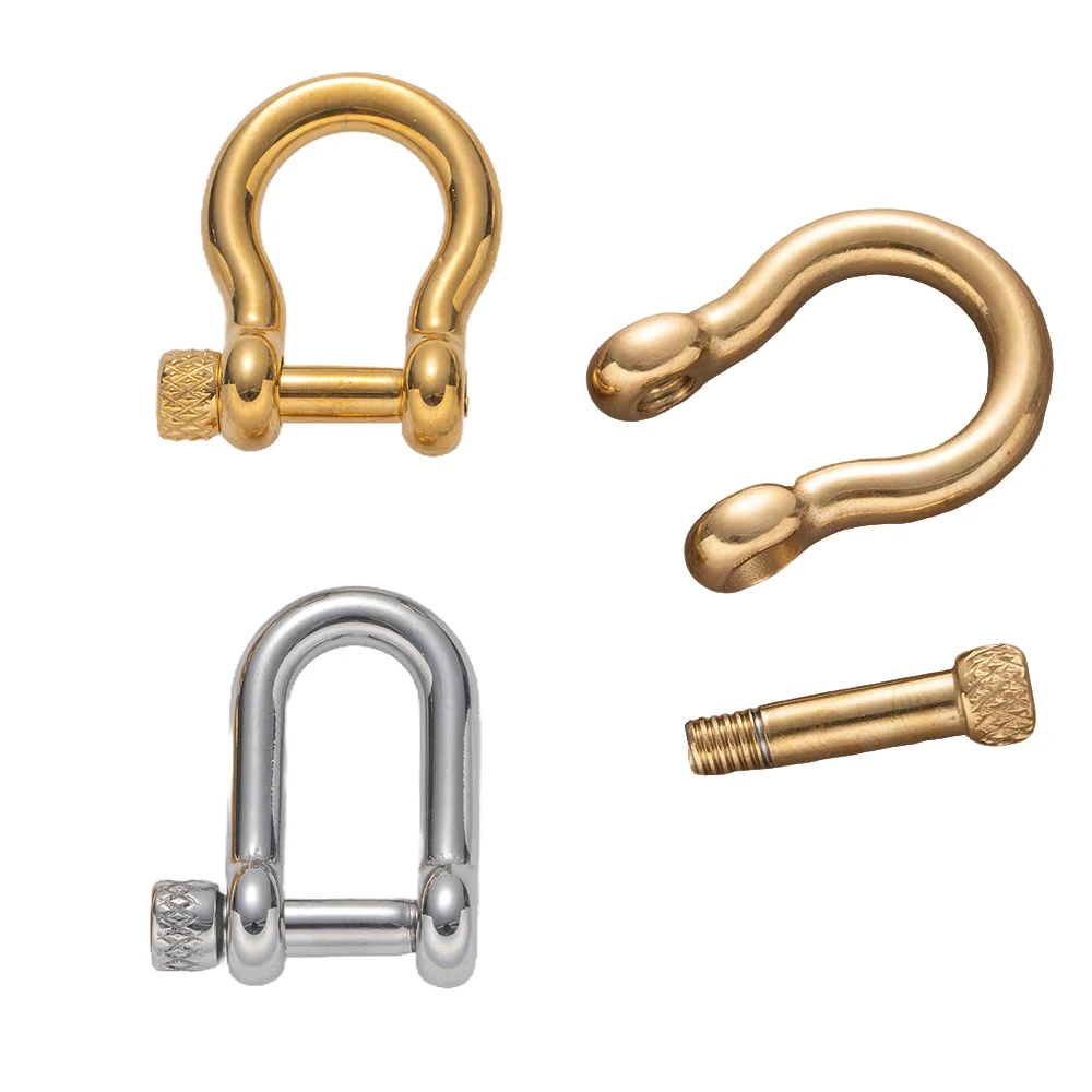 2Pcs Stainless Steel U Shape Carabiner Key Keychain Hook Screw Joint Connector Buckle DIY Bracelet Accessories Jewelry Making