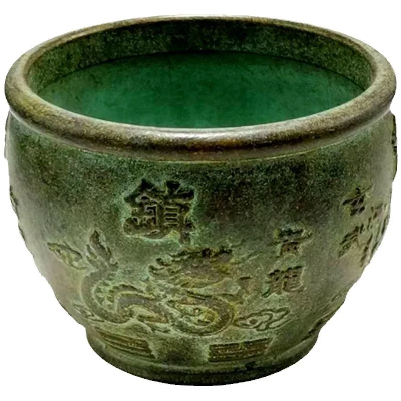 cylindre-en-cuivre-pur-antique-haute-rouille-verte-quatre-betes-divines-potins-maison-de-ville-reservoir-au-tresor-objets-anciens-ornements-anciens