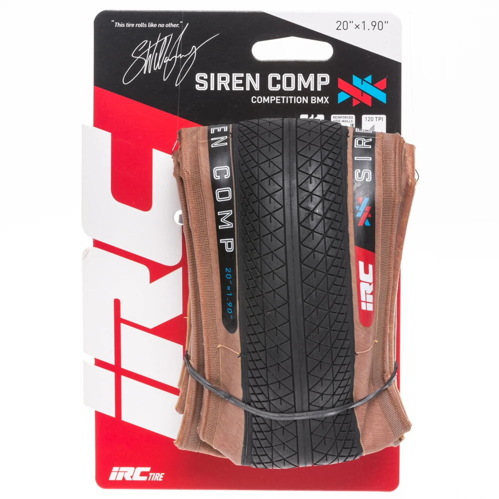 IRC Siren Comp Pneu 20x1.90 Folding Bicycle Tire 120Tpi Black/Brown Foldable BMX Bike Tyre