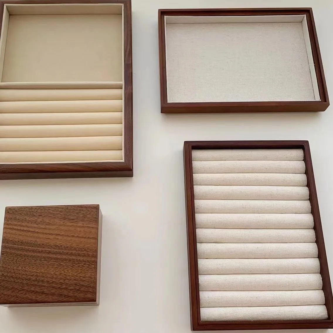 Walnut Solid Wood Jewelry Box Ring Pendant Storage Box Necklace Large Capacity Household Jewelry Organizer