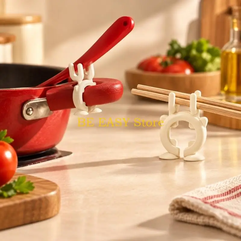 E28F Elevated Kitchen Tool Rest with Hanging Storage, Holds Ladles, Chopsticks, and Tongs Between Tasks During Meal Preparation