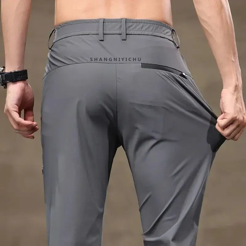 Men's summer thin slim-fitting straight pants Men's trend loose summer sports trousers