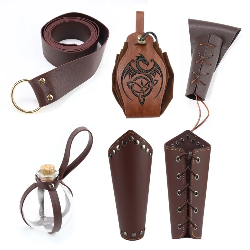 2pcs Medieval Retro Knight Belt Accessory Set Halloween Carnival Cosplay Costume Props