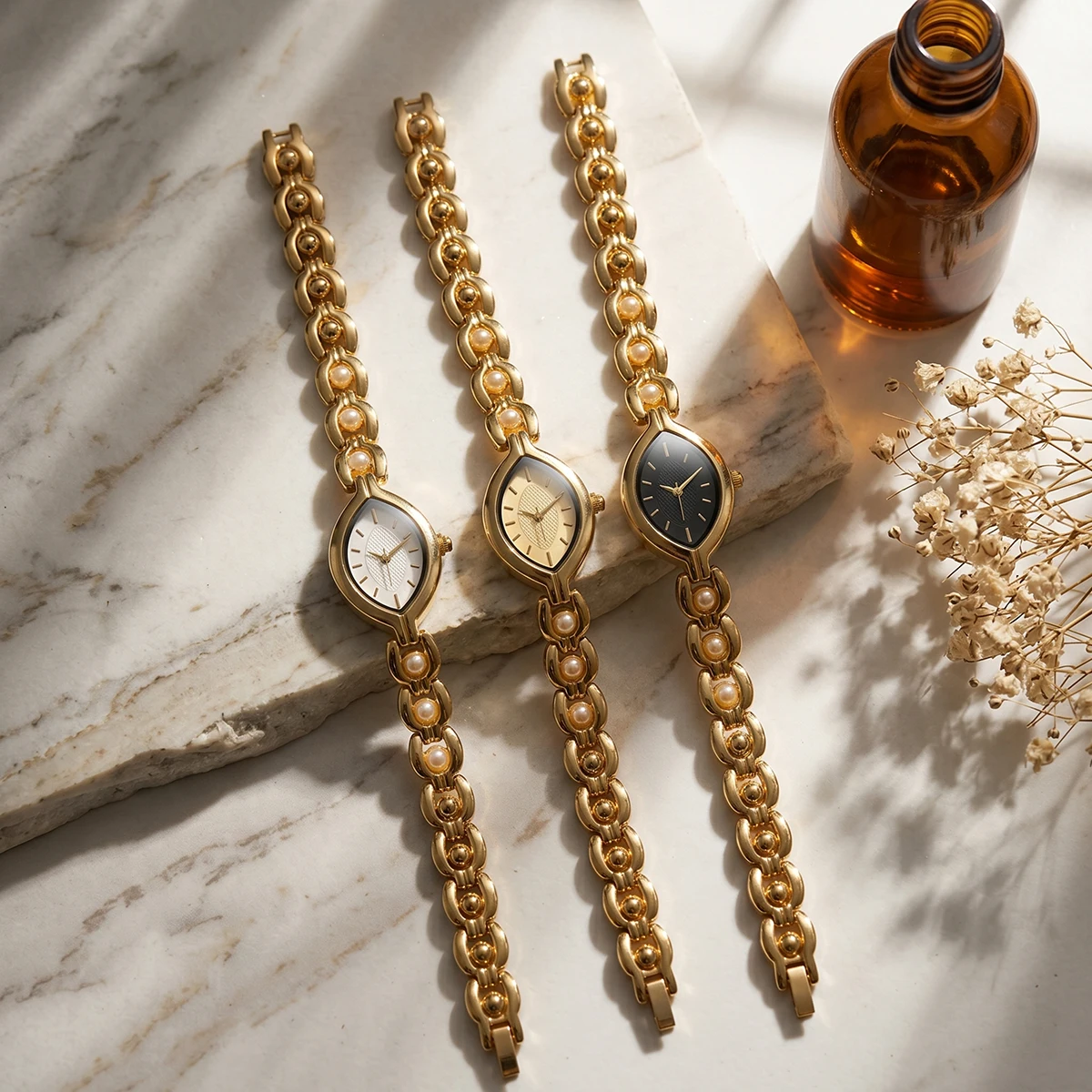 

Fashionable Casual Women's Quartz Watch, Niche High-End Luxury Pearl Bracelet, Elegant Wristwatch