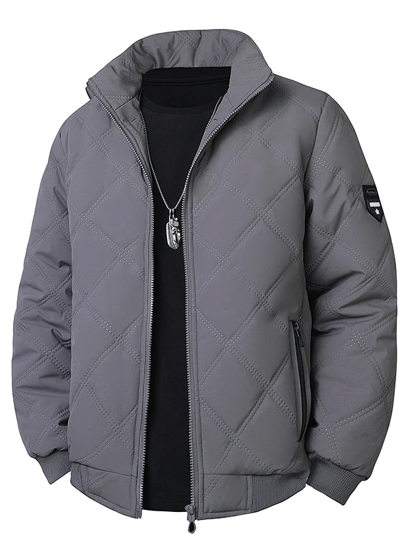 

Утепленная хлопковая куртка с воротником-стойкой для мужчин среднего и старшего возраста, повседневная, модная, приталенного кроя, с длинными рукавами, на молнии