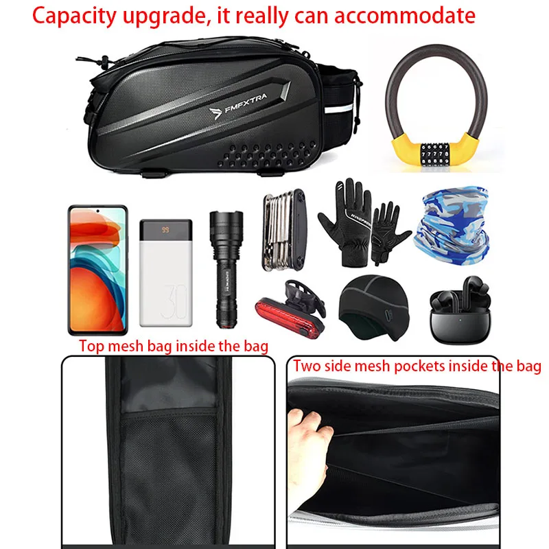 Mountain Bike Hard Shell Trunk Bag - 14L Waterproof Storage for Long Distance Touring
