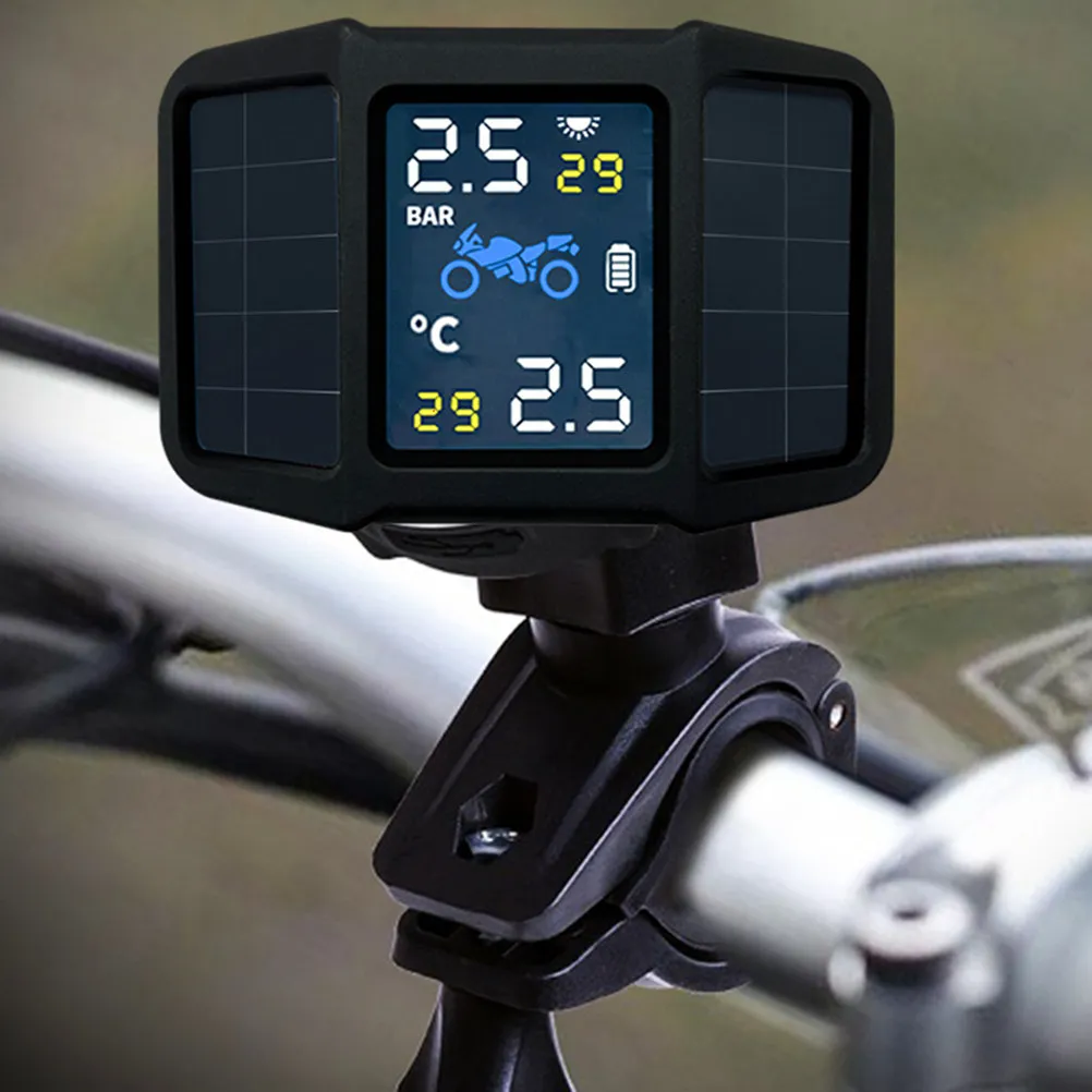 

Комплект солнечных датчиков давления в шинах для мотоциклов, черный, точный мониторинг давления и температуры в реальном времени, оборудование для обеспечения безопасности