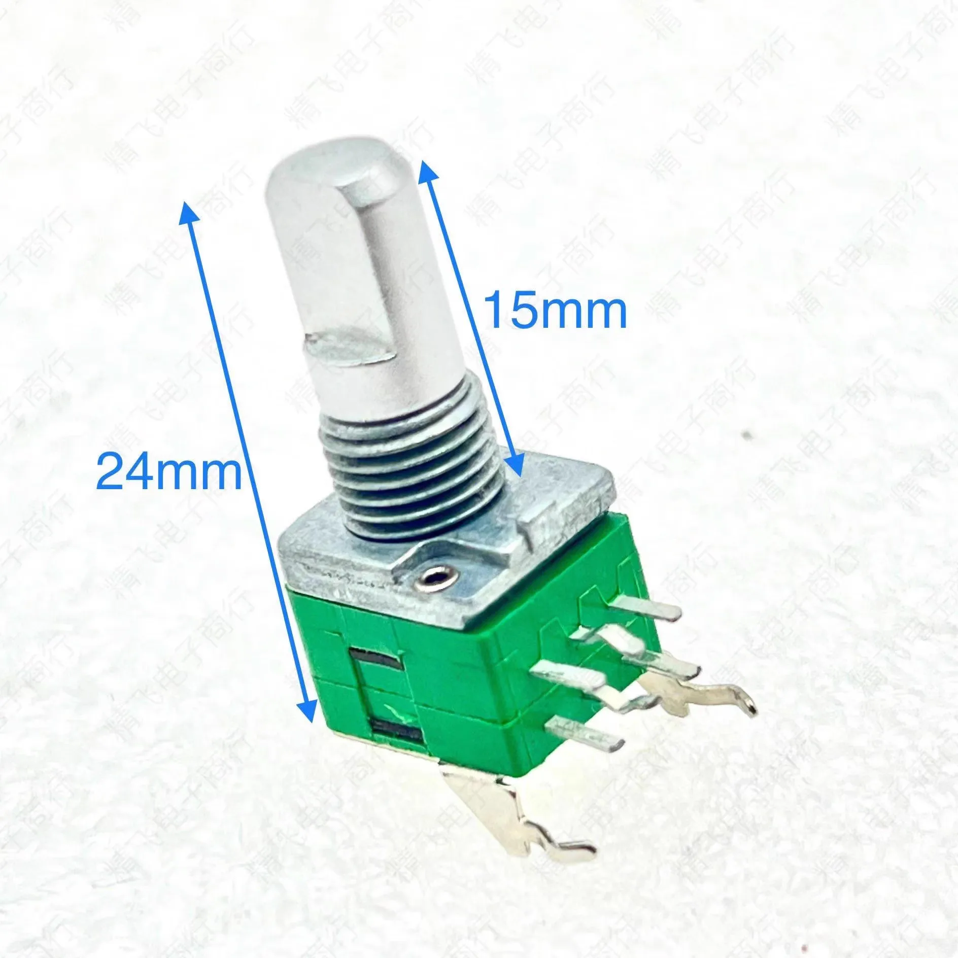 1pcs，Single loop carbon film potentiometer，RK09，B10K，6Pin，Axis length 15mm, half axis