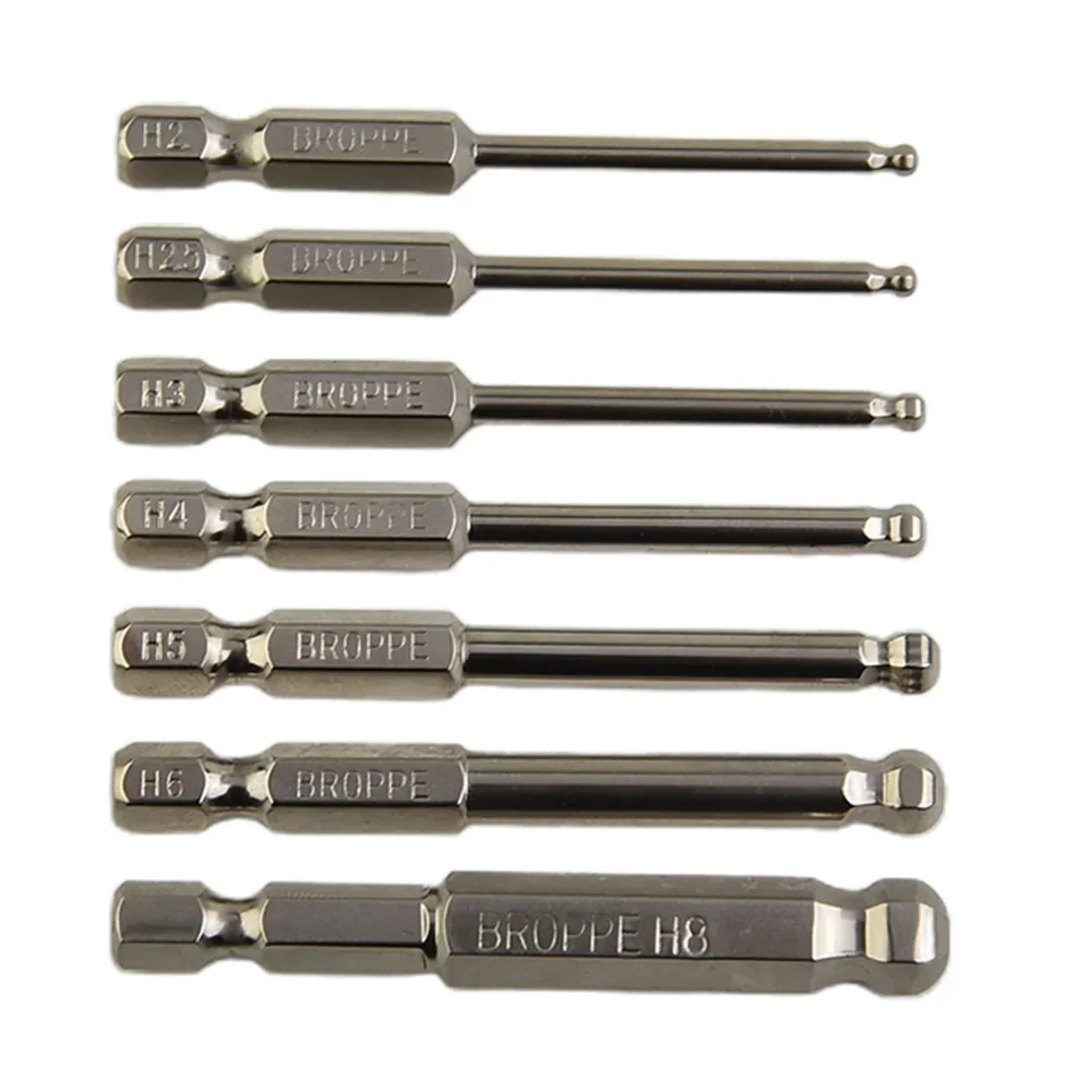 1PC Screwdriver Bit Ball End Hex H 2/2.5/3/4/5/6/8 Metric Hex Bit 65mm Long Magnetic Driver Bit Household Hand Tools