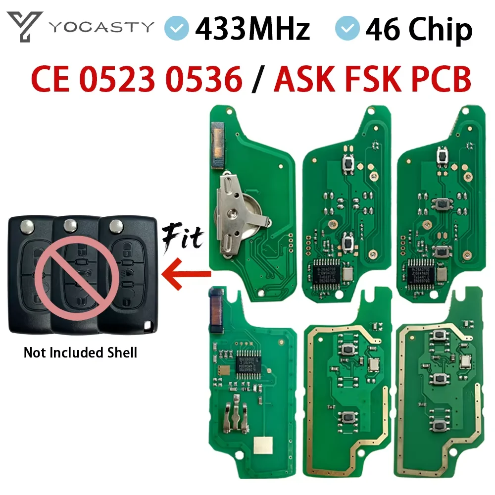 YOCASTY CE0523 CE0536 ASK FSK Remote Car Key PCB For Peugeot 207 307 308 407 607 807 For Citroen C2 C3 C4 C5 C6 Xsara Berlingo