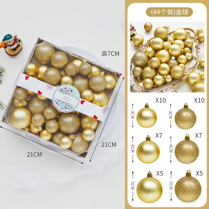 44PCS Christmas Ball 3/4/5cm Christmas Tree Ornament Electroplating Bright Light Ball Dec to Create a Perfect Christmas Tree