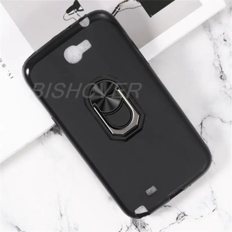 Ímã caso do telefone para samsung galaxy note 2 n7100 à prova de choque macio tpu silicone capa para galaxy note 2 ii caso com suporte do anel